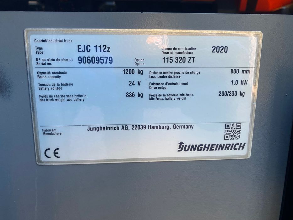 Jungheinrich EJC 112z, 2020r. Podwójne unoszenie przebieg 71 MTH NOWY - obrazek 7