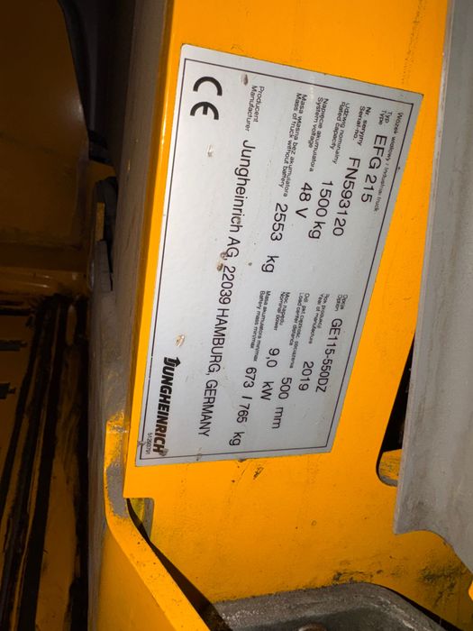 Jungheinrich EFG 215, 550 DZ Triplex, 2019r. 1500 kg udzwig. - obrazek 3