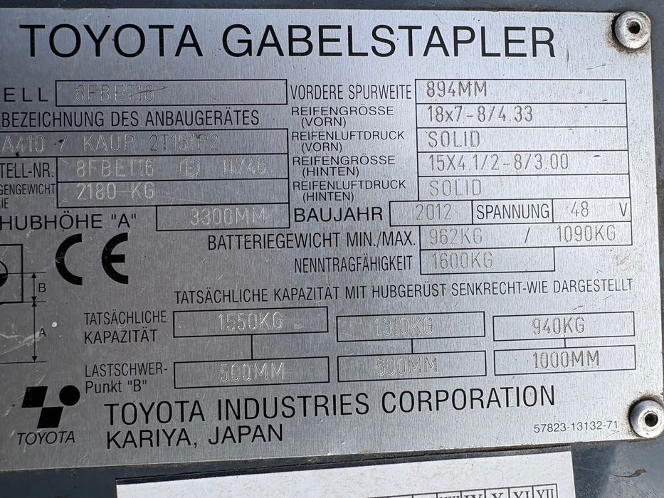 Toyota 8FBET16 czołowy akumulatorowy wózek widłowy, budżetowa czołówka, nie zjeżdżona, sprawna, czołówka Taka jak Jungheinrich EFG - obrazek 7